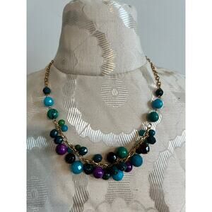 Beaded Aqua and Violet Necklace